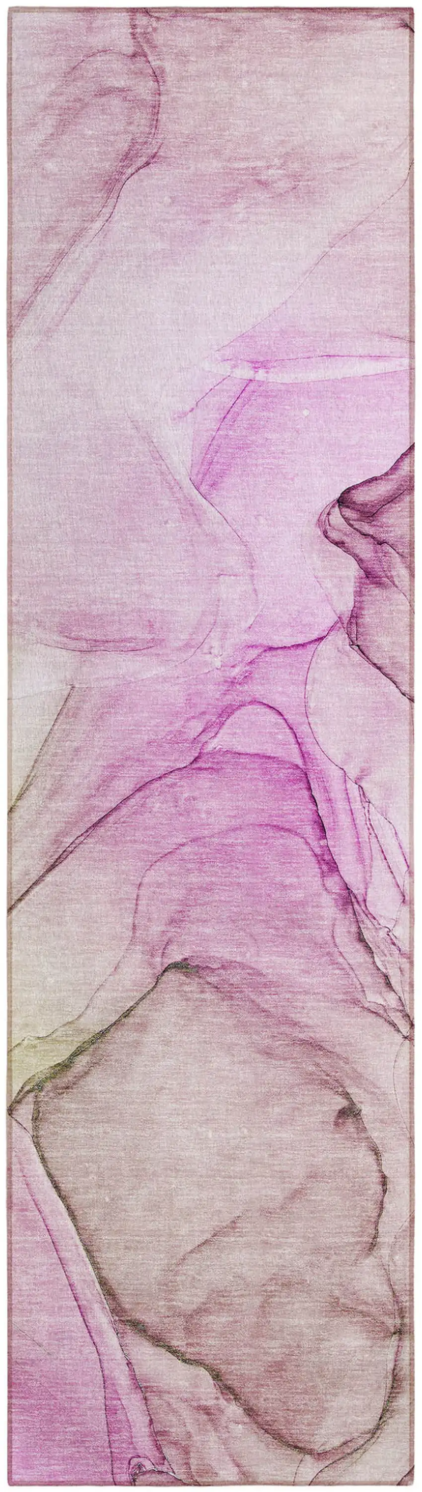 8' Runner Pink Abstract Washable Non Skid Indoor Outdoor Runner Rug Photo 2