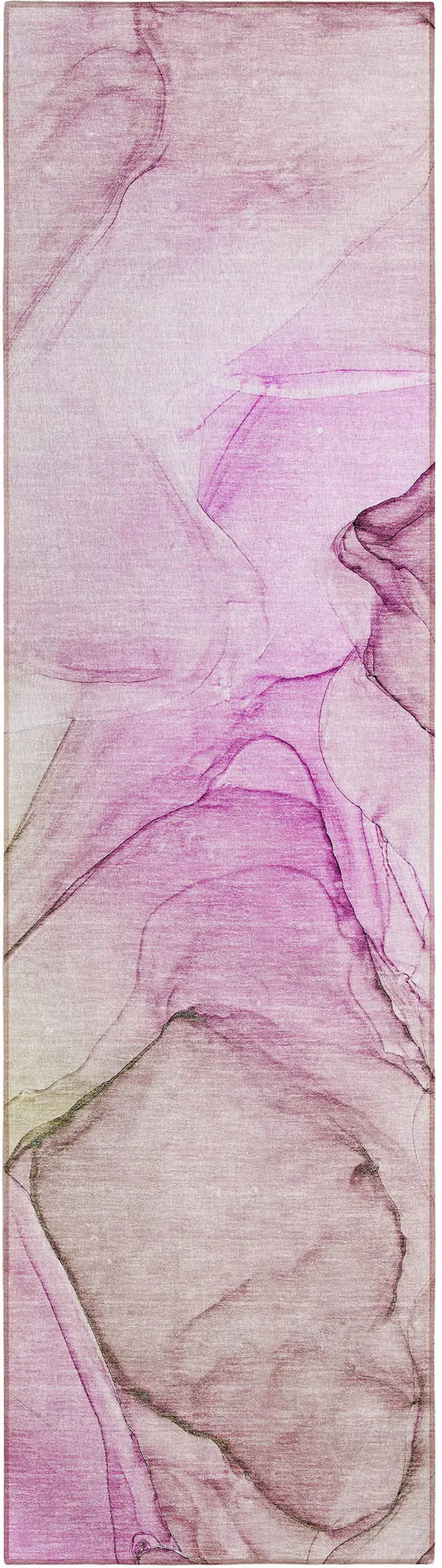 8' Runner Pink Abstract Washable Non Skid Indoor Outdoor Runner Rug Photo 2
