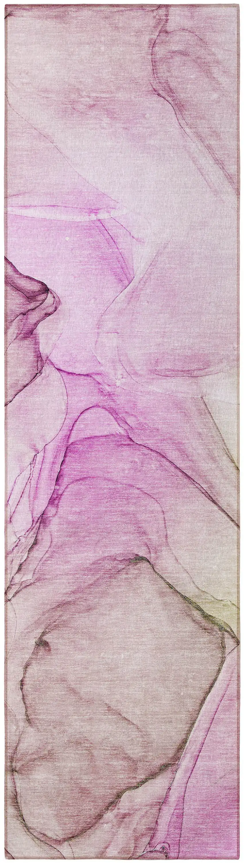 Pink Abstract Washable Non Skid Indoor Outdoor Runner Rug Photo 4