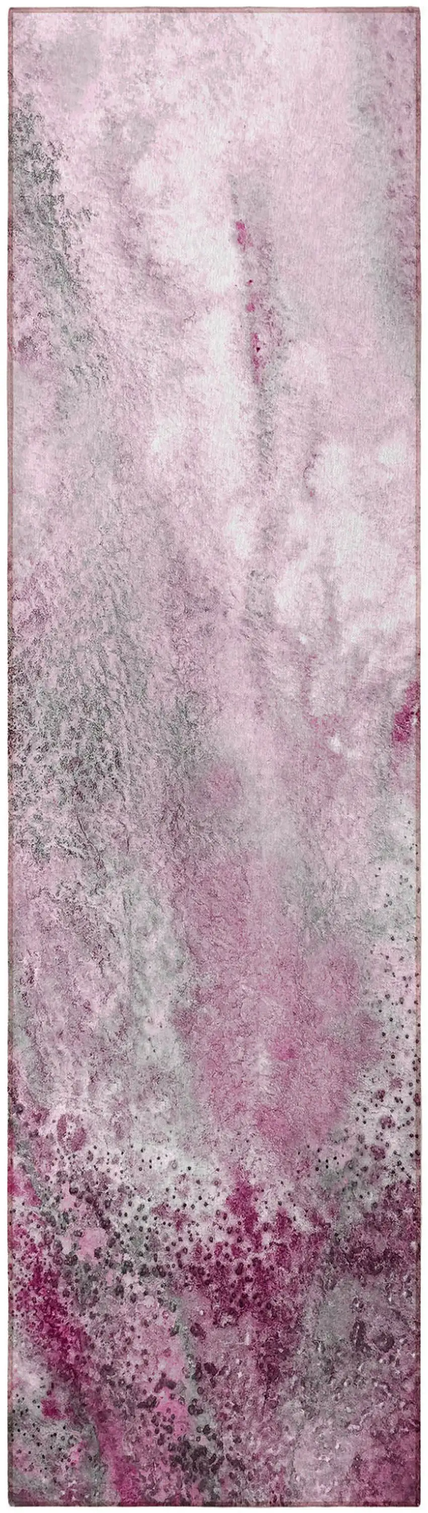 Pink Abstract Washable Non Skid Indoor Outdoor Runner Rug Photo 5