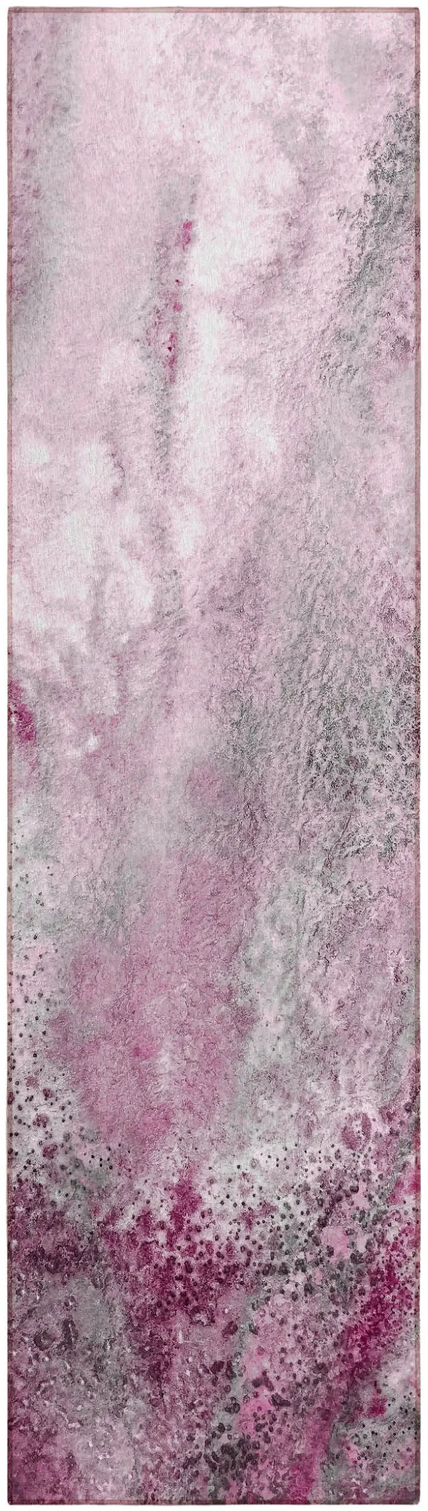 Pink Abstract Washable Non Skid Indoor Outdoor Runner Rug Photo 2
