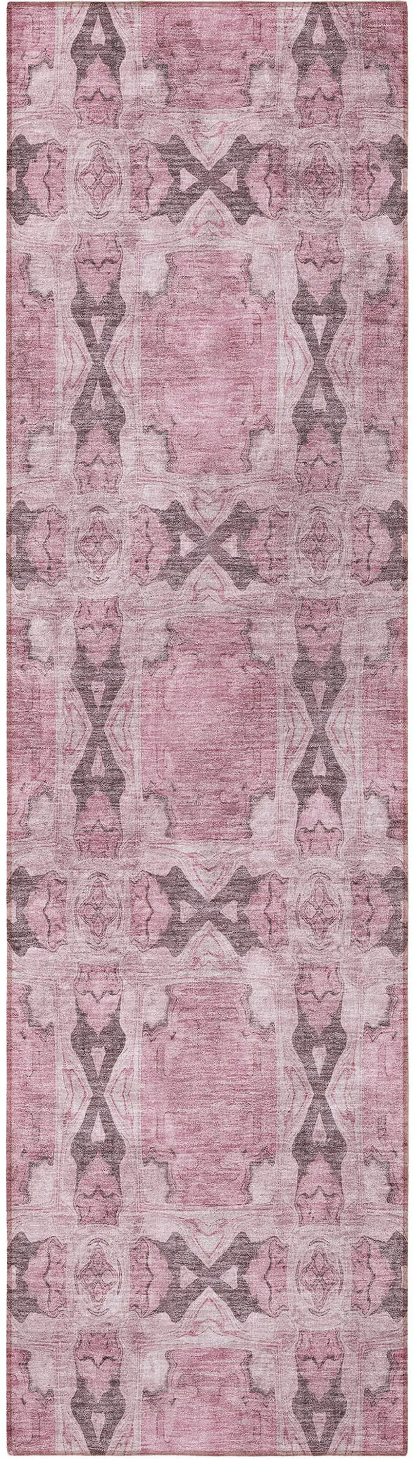 8' Runner Pink Floral Medallion Washable Non Skid Indoor Outdoor Runner Rug Photo 5