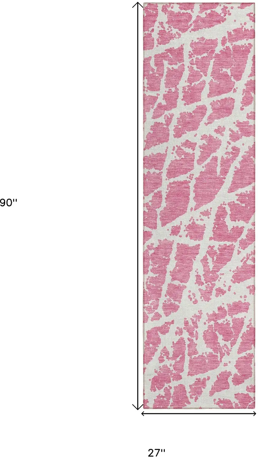 8' Runner Pink and Ivory Abstract Washable Non Skid Indoor Outdoor Runner Rug Photo 3