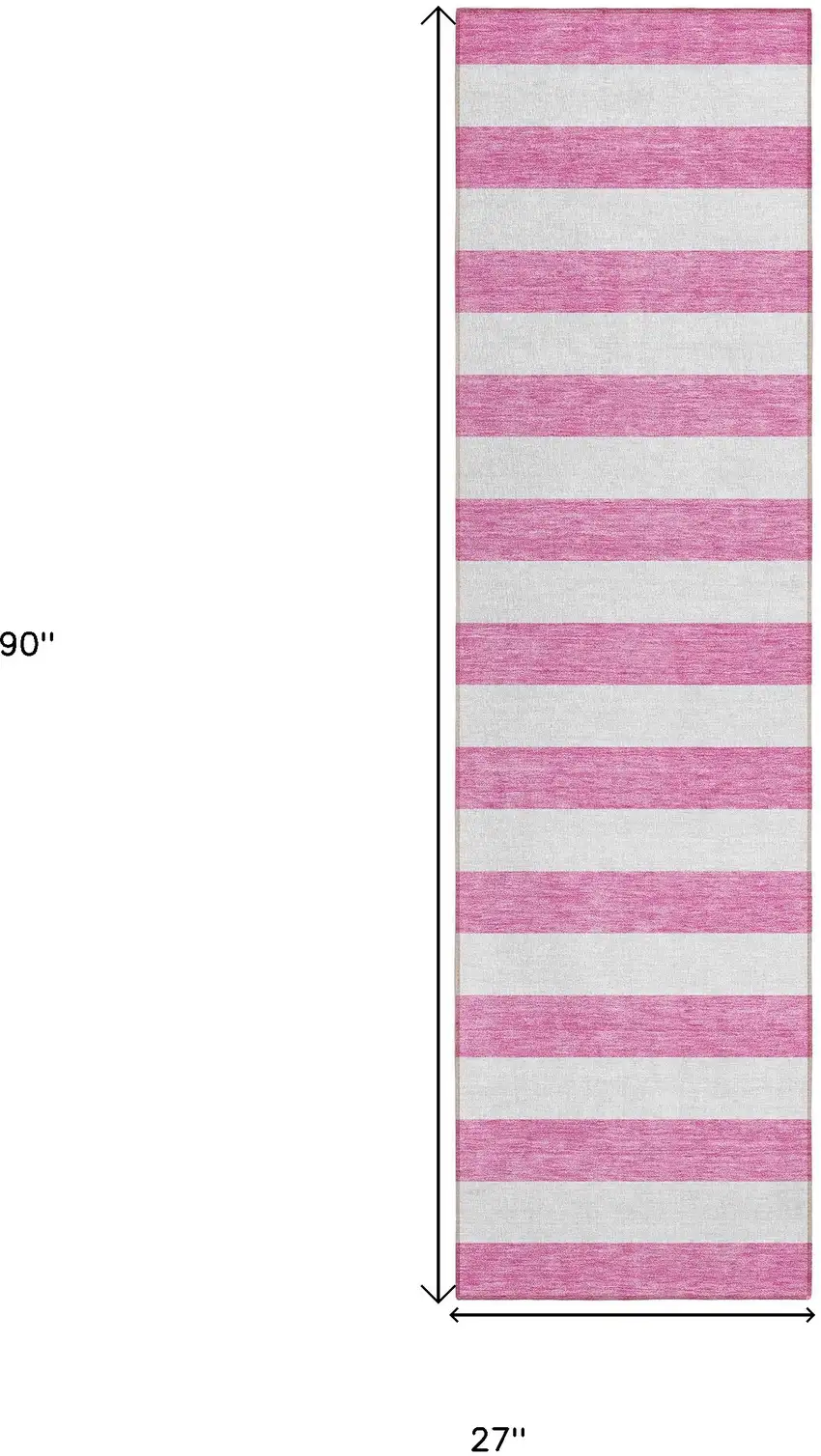 Pink and White Striped Washable Indoor Outdoor Runner Rug Photo 8