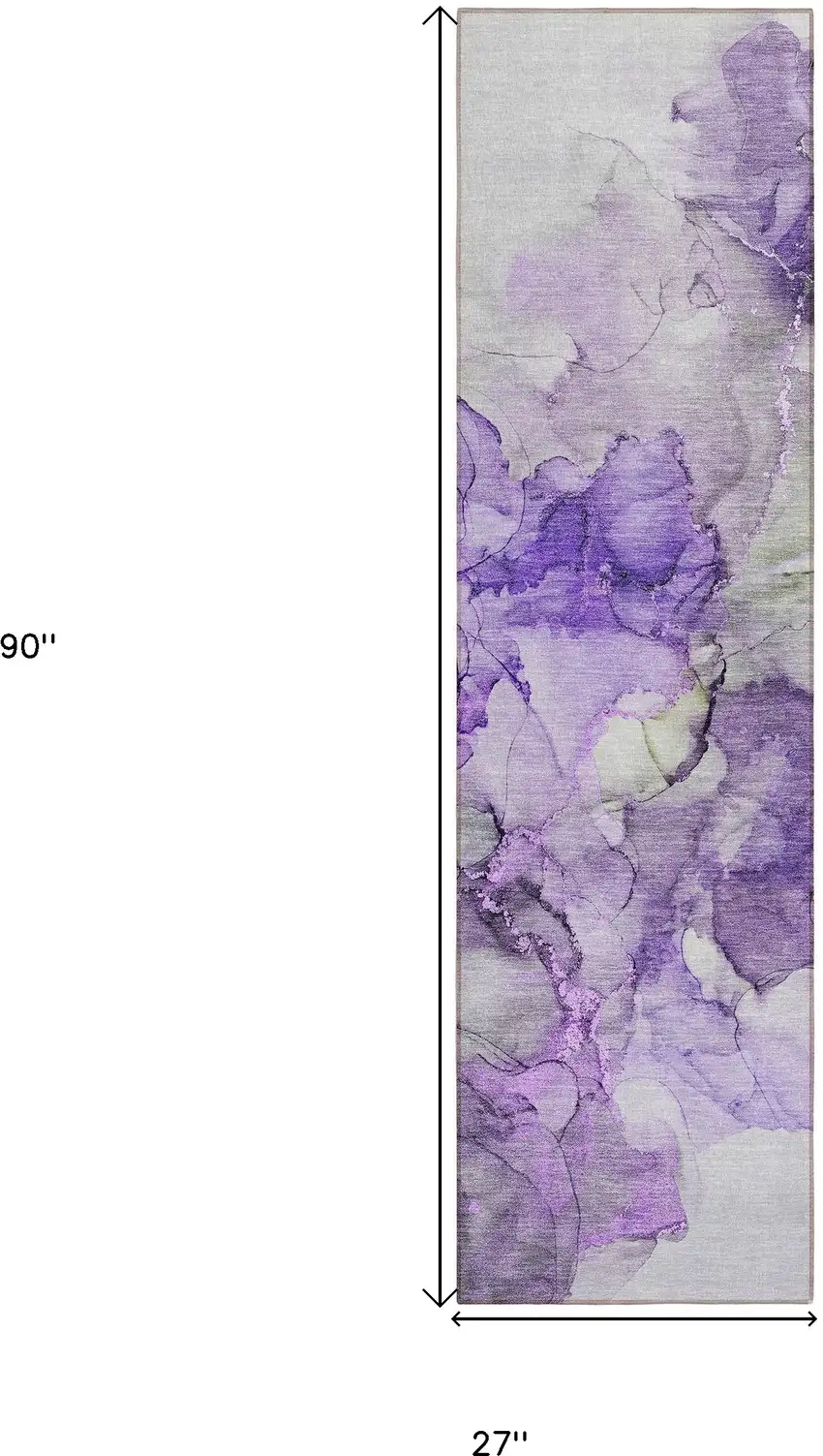 8' Runner Purple Abstract Washable Non Skid Indoor Outdoor Runner Rug Photo 3