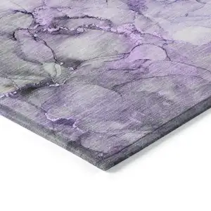Photo of 8' Runner Purple Abstract Washable Non Skid Indoor Outdoor Runner Rug