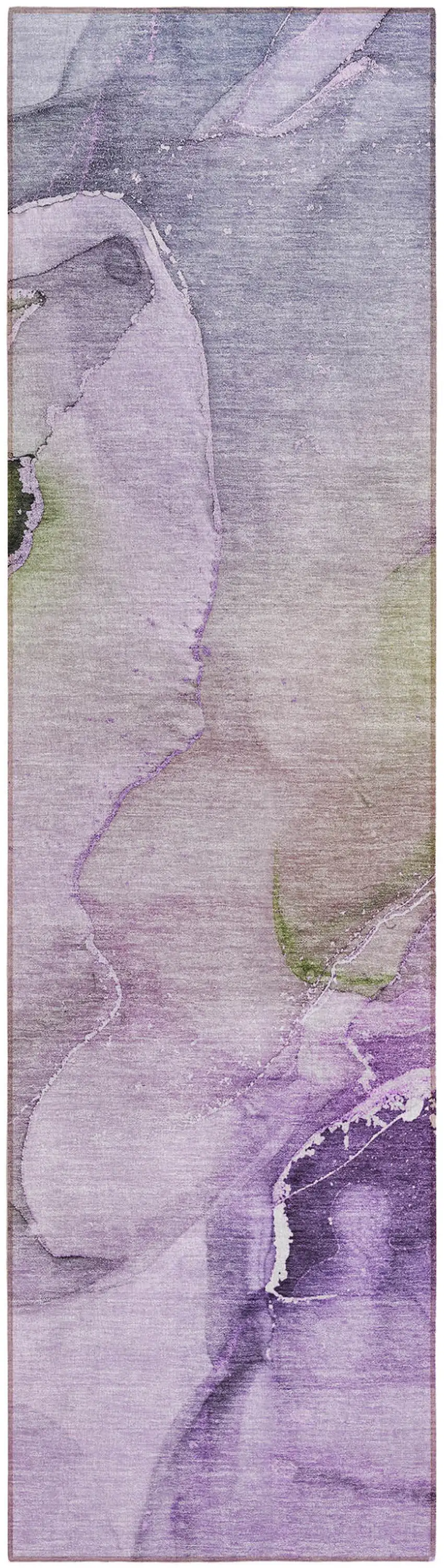 Purple Abstract Washable Indoor Outdoor Runner Rug Photo 2