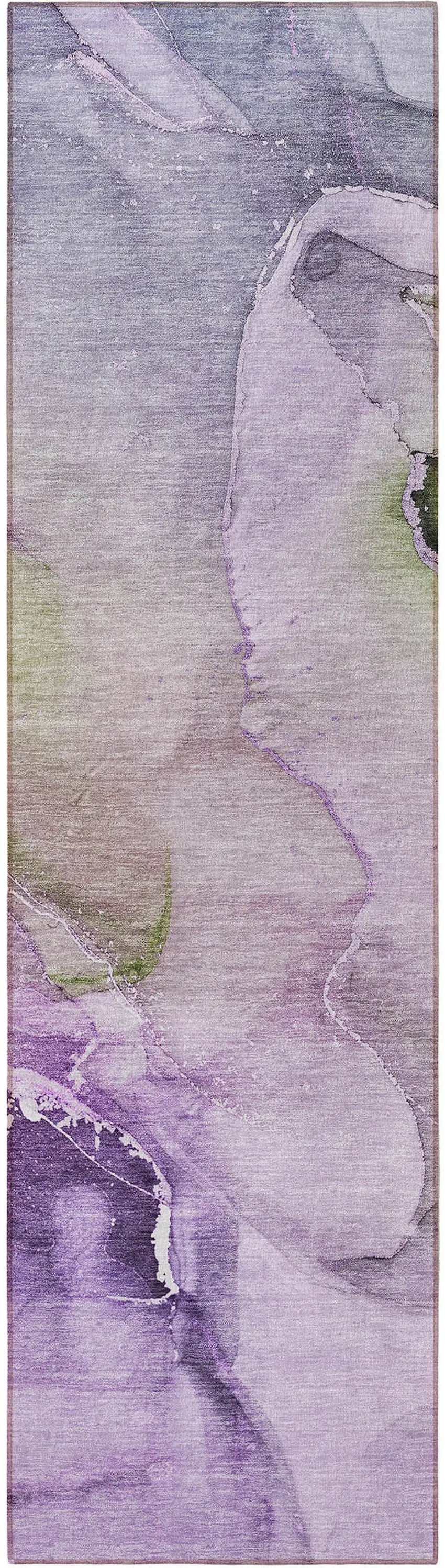 Purple Abstract Washable Indoor Outdoor Runner Rug Photo 5