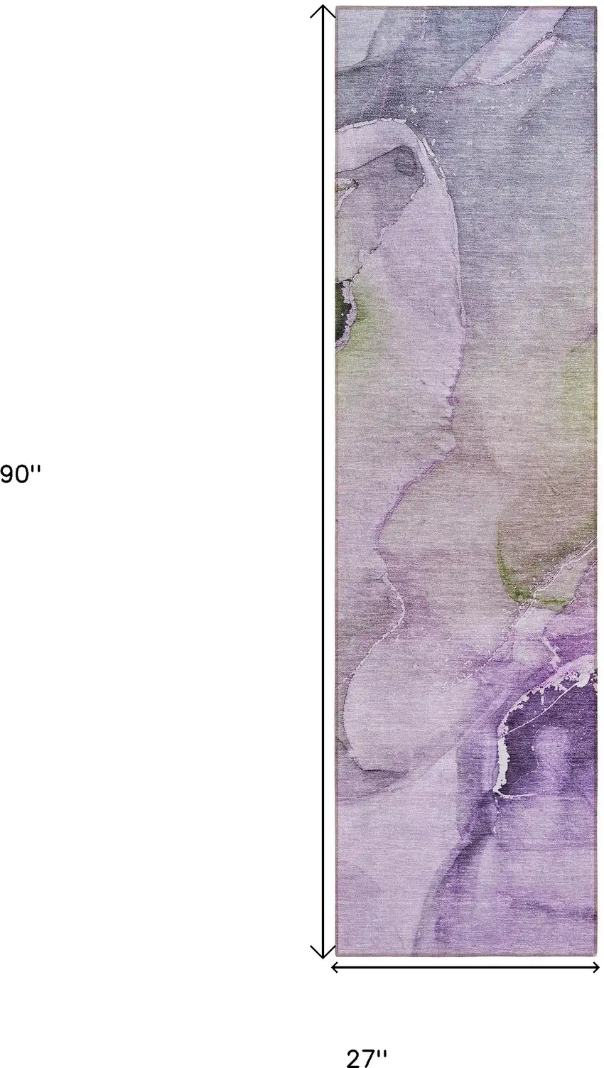 Purple Abstract Washable Indoor Outdoor Runner Rug Photo 3