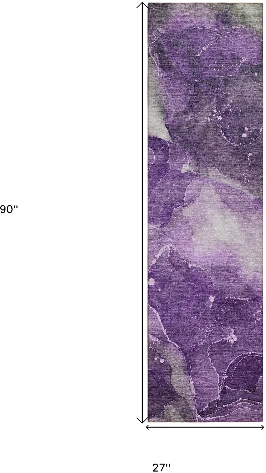 8' Runner Purple Abstract Washable Non Skid Indoor Outdoor Runner Rug Photo 3
