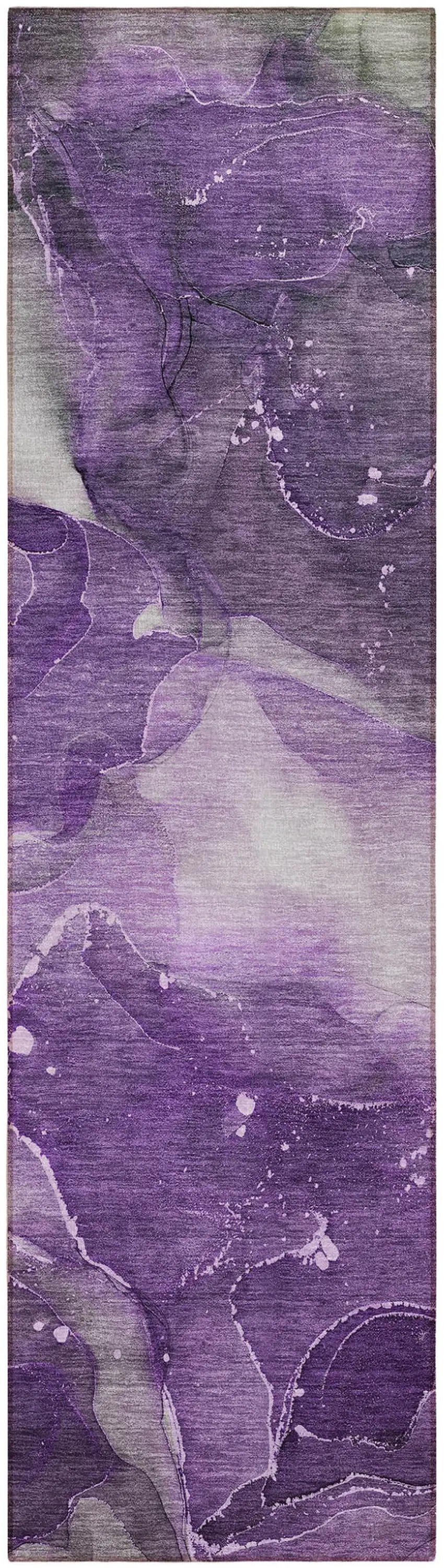 8' Runner Purple Abstract Washable Non Skid Indoor Outdoor Runner Rug Photo 2