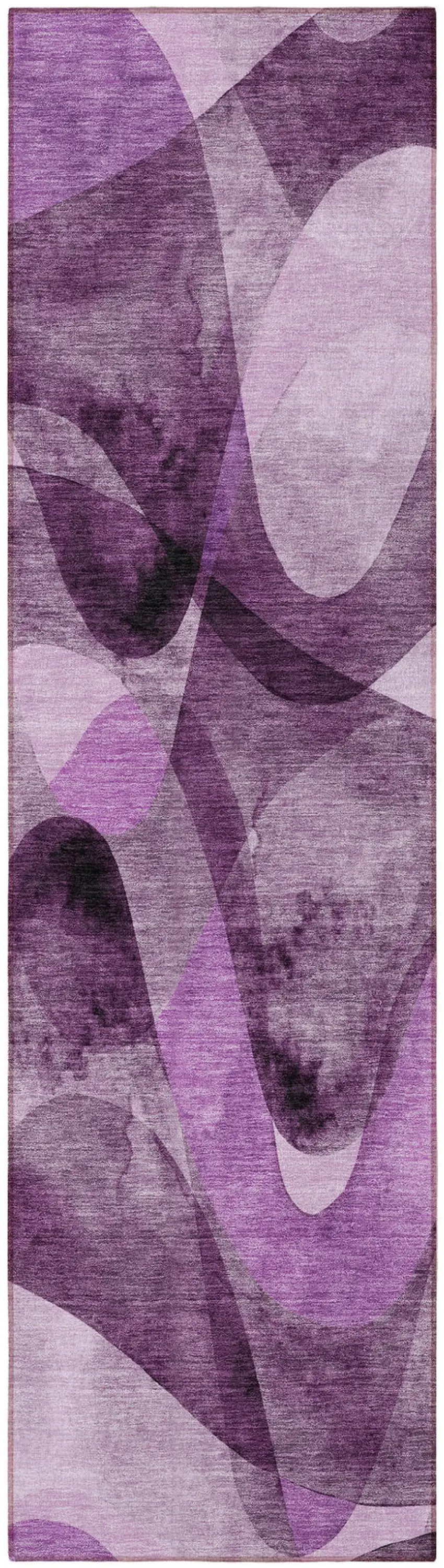 8' Runner Purple Abstract Washable Non Skid Indoor Outdoor Runner Rug Photo 2