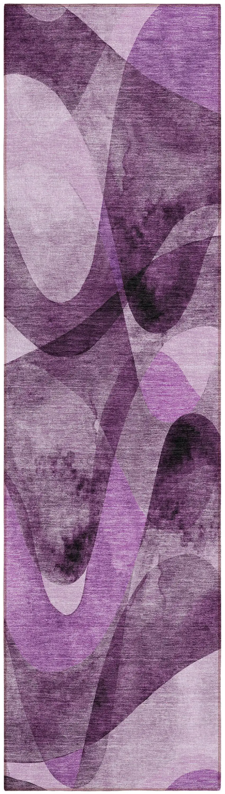 Purple Abstract Washable Non Skid Indoor Outdoor Runner Rug Photo 2