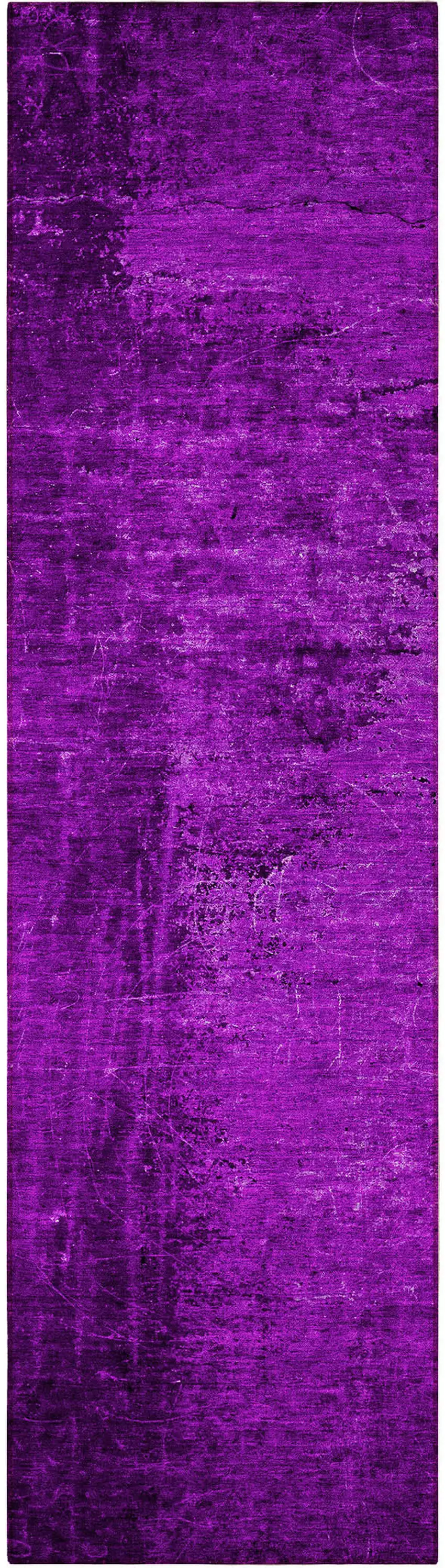 8' Runner Purple Abstract Washable Non Skid Indoor Outdoor Runner Rug Photo 5