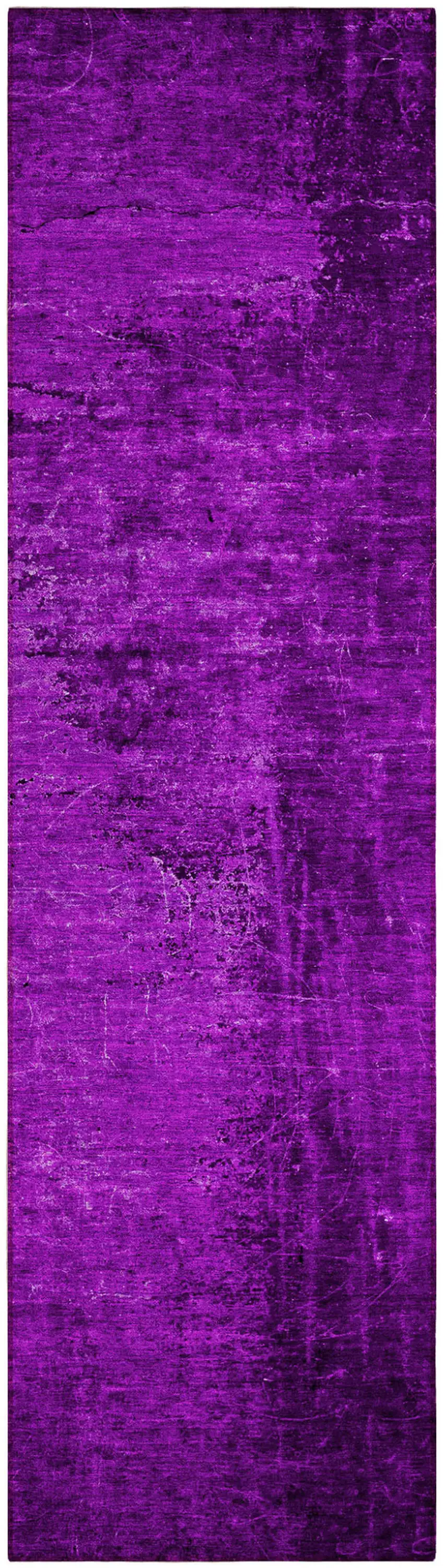 Purple Abstract Washable Non Skid Indoor Outdoor Runner Rug Photo 2