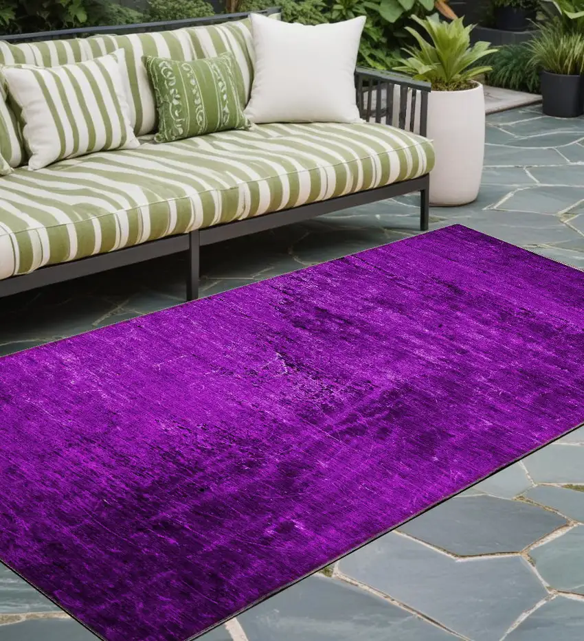 Purple Abstract Washable Non Skid Indoor Outdoor Runner Rug Photo 1