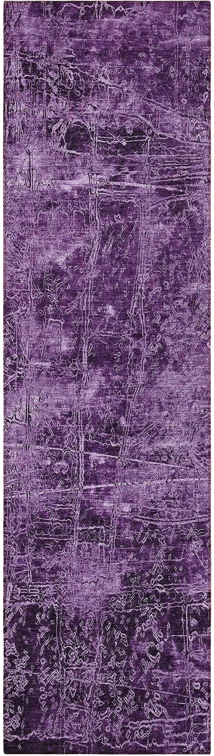 Purple Abstract Washable Non Skid Indoor Outdoor Runner Rug Photo 5