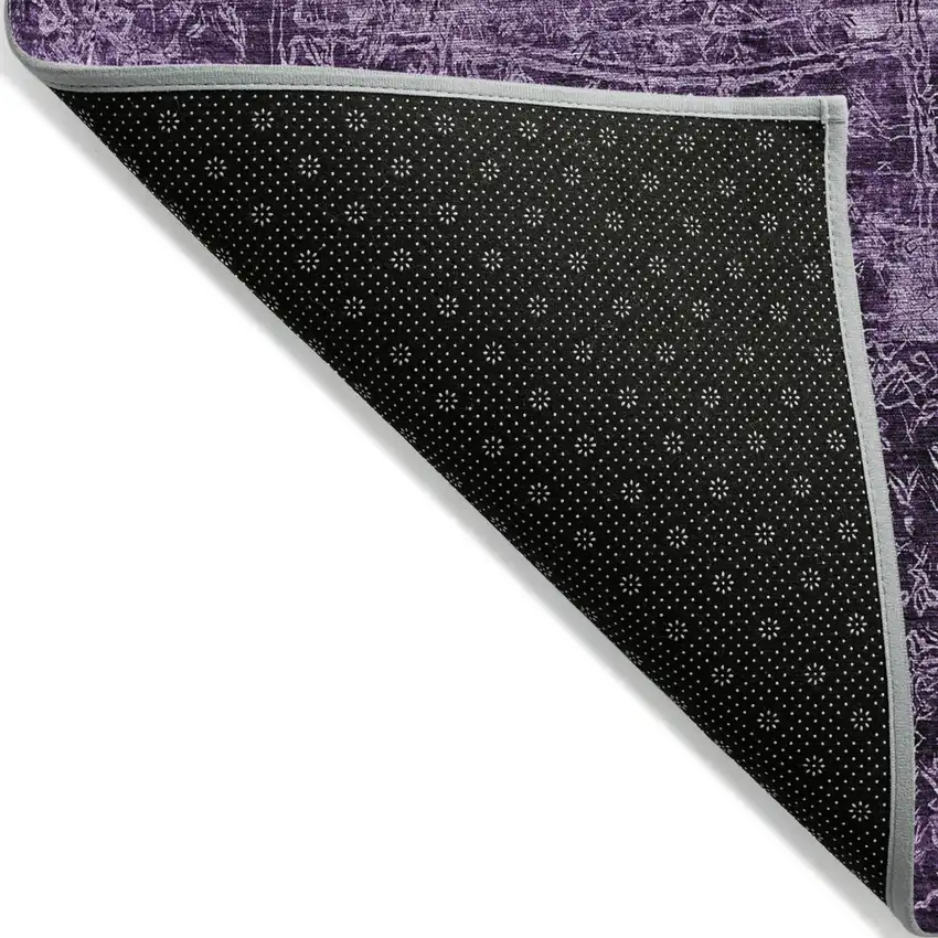 Purple Abstract Washable Non Skid Indoor Outdoor Runner Rug Photo 5