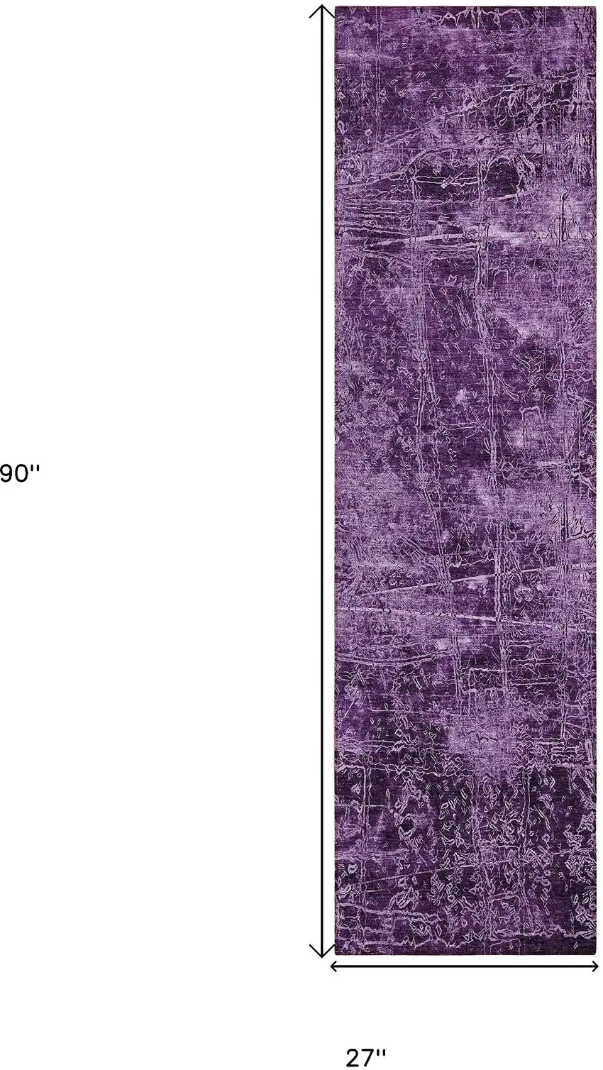 8' Runner Purple Abstract Washable Non Skid Indoor Outdoor Runner Rug Photo 3