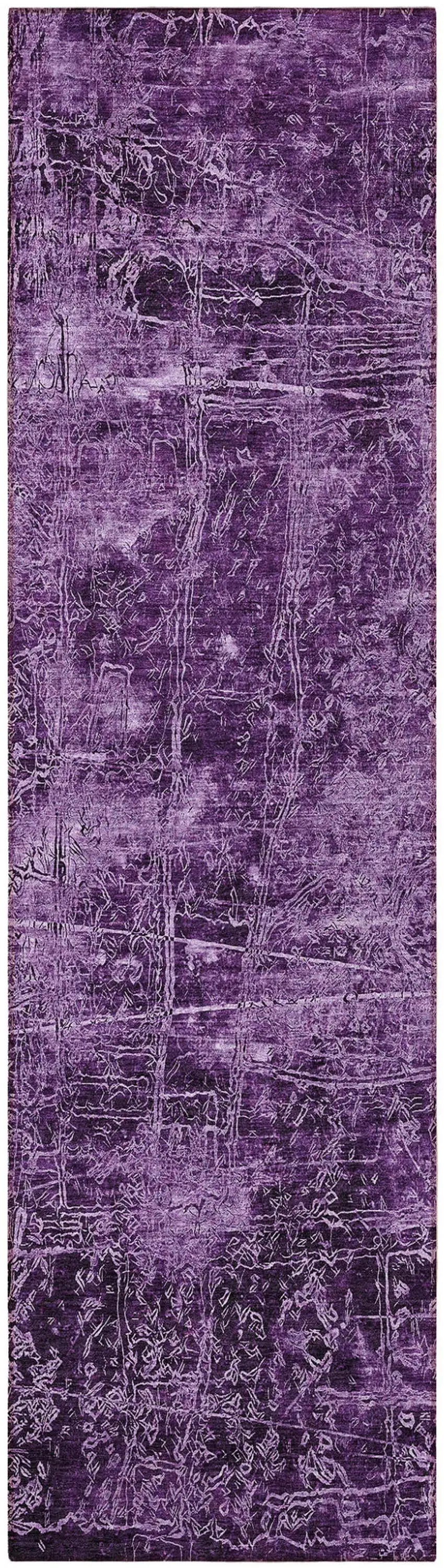 Purple Abstract Washable Non Skid Indoor Outdoor Runner Rug Photo 4