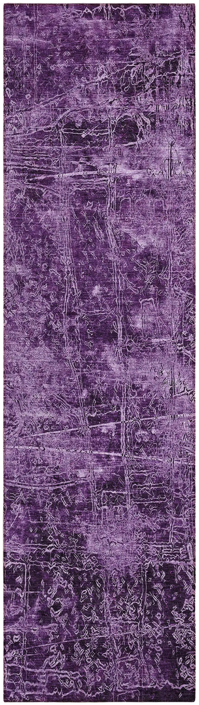 Purple Abstract Washable Non Skid Indoor Outdoor Runner Rug Photo 2