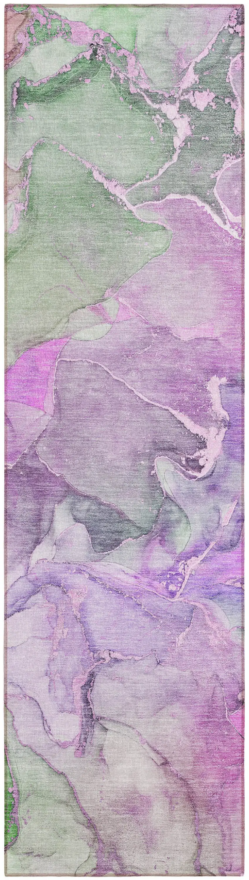 8' Runner Purple Abstract Washable Non Skid Indoor Outdoor Runner Rug Photo 2