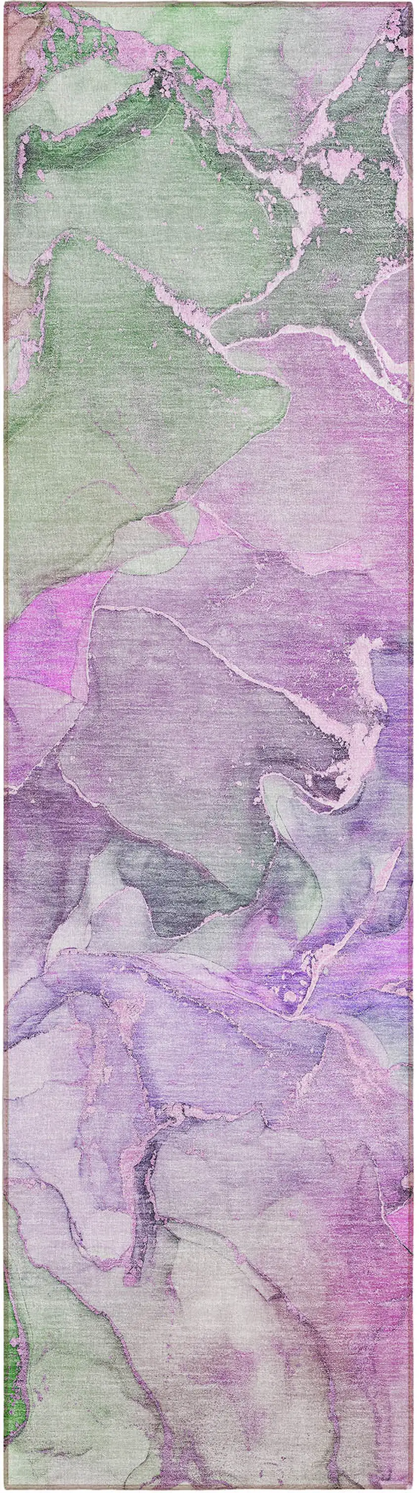 8' Runner Purple Abstract Washable Non Skid Indoor Outdoor Runner Rug Photo 2