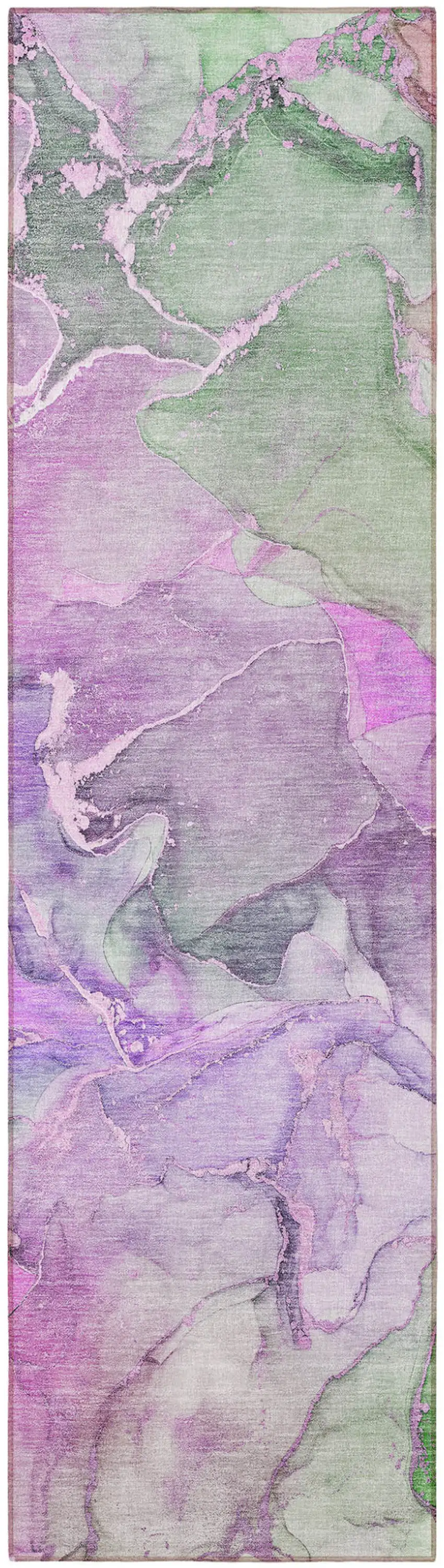 8' Runner Purple Abstract Washable Non Skid Indoor Outdoor Runner Rug Photo 5