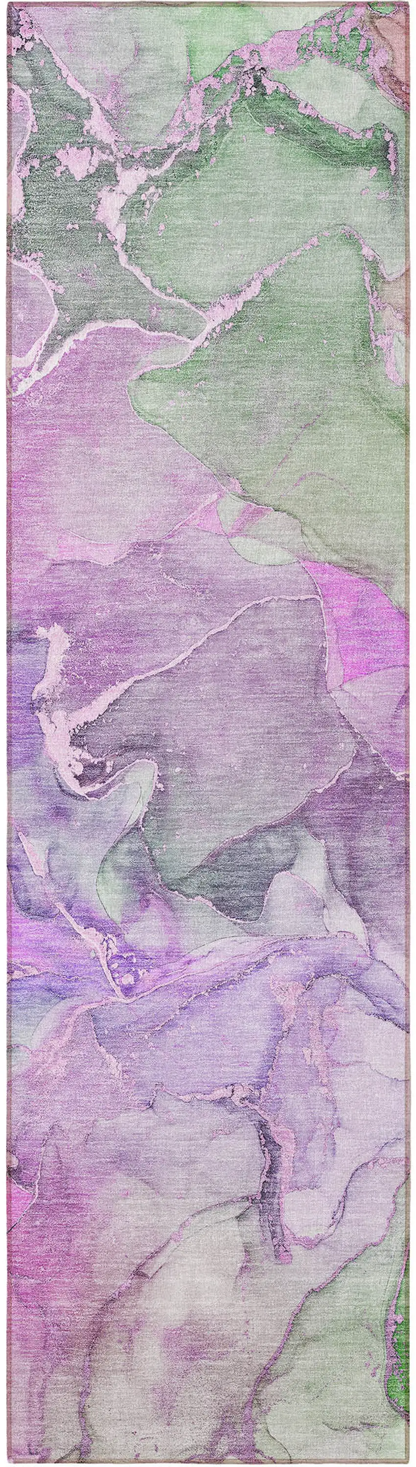8' Runner Purple Abstract Washable Non Skid Indoor Outdoor Runner Rug Photo 5