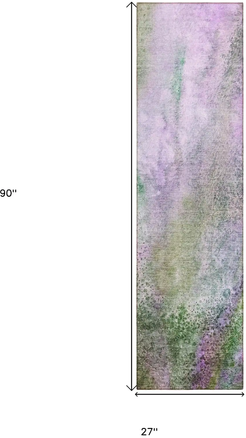 Purple Abstract Washable Non Skid Indoor Outdoor Runner Rug Photo 3