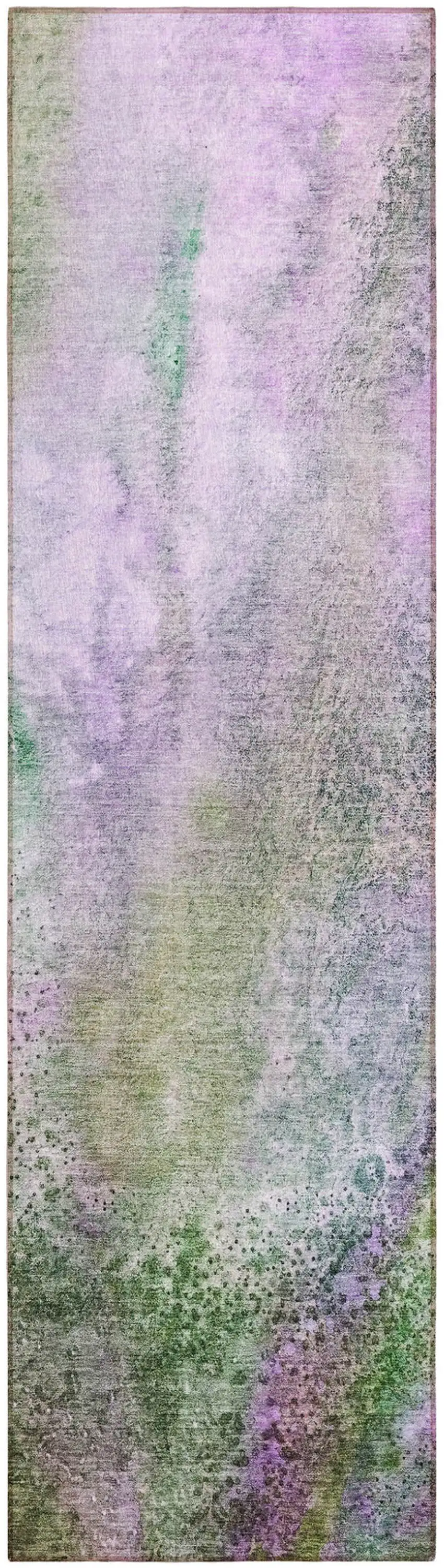 8' Runner Purple Abstract Washable Non Skid Indoor Outdoor Runner Rug Photo 2