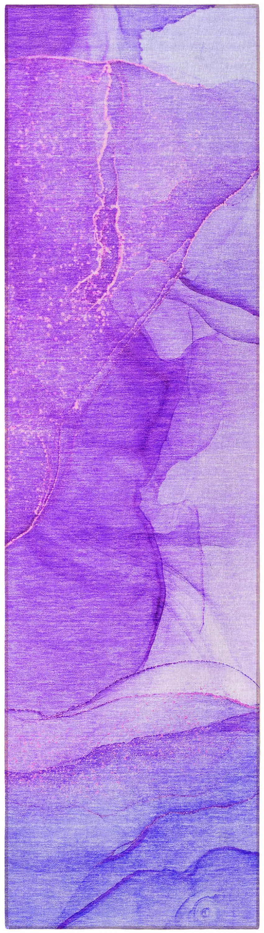 Purple Abstract Washable Non Skid Indoor Outdoor Runner Rug Photo 5