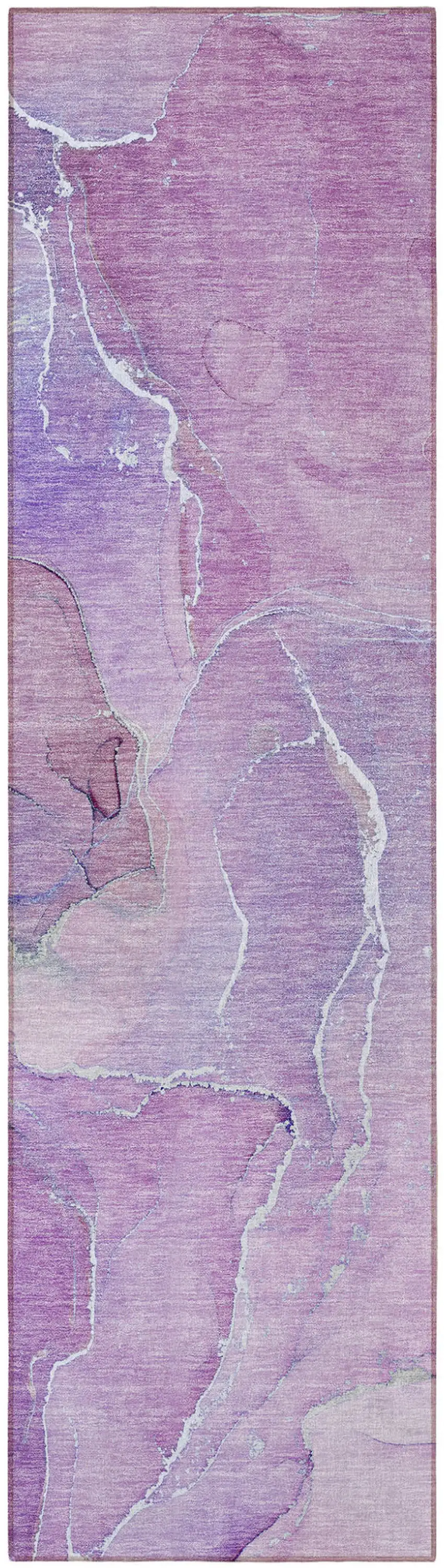 Purple Abstract Washable Non Skid Indoor Outdoor Runner Rug Photo 4
