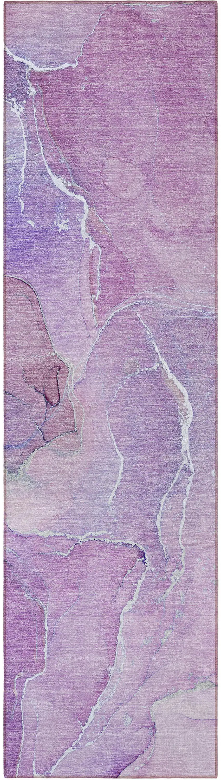 Purple Abstract Washable Non Skid Indoor Outdoor Runner Rug Photo 4