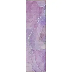Photo of 8' Runner Purple Abstract Washable Non Skid Indoor Outdoor Runner Rug