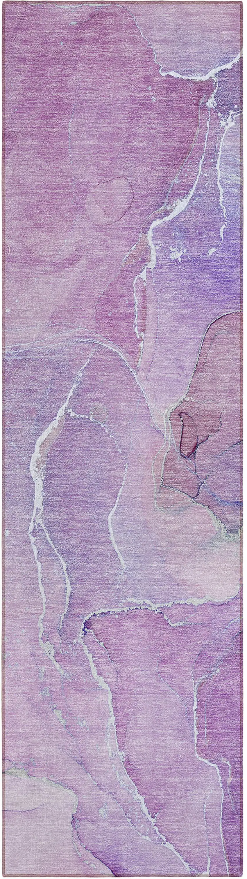 8' Runner Purple Abstract Washable Non Skid Indoor Outdoor Runner Rug Photo 2