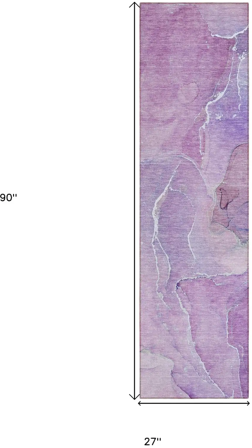 Purple Abstract Washable Non Skid Indoor Outdoor Runner Rug Photo 3