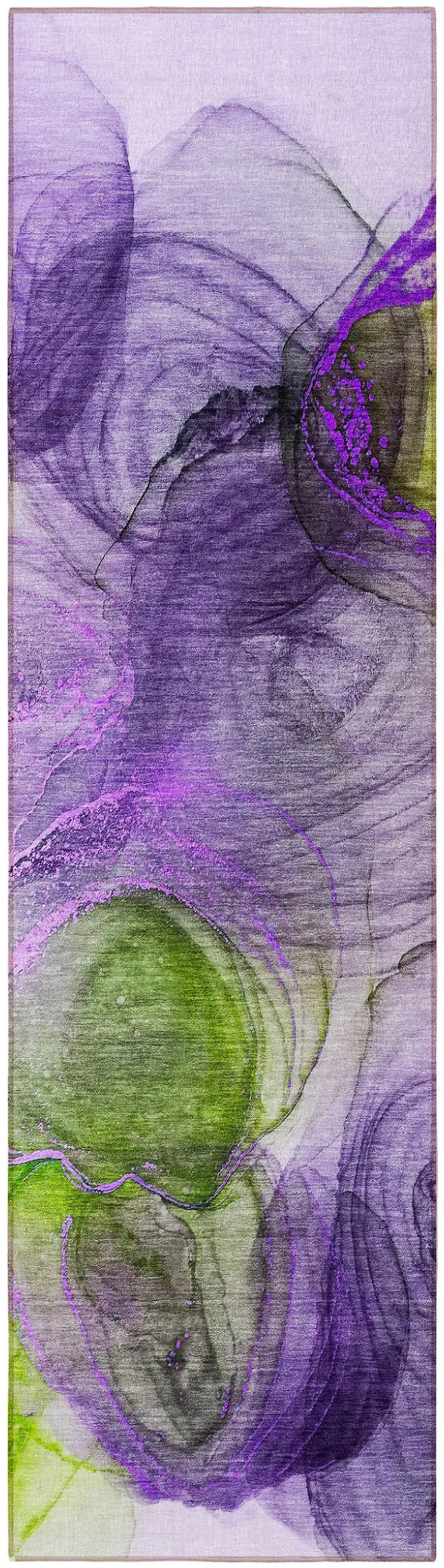 8' Runner Purple Abstract Washable Non Skid Indoor Outdoor Runner Rug Photo 4