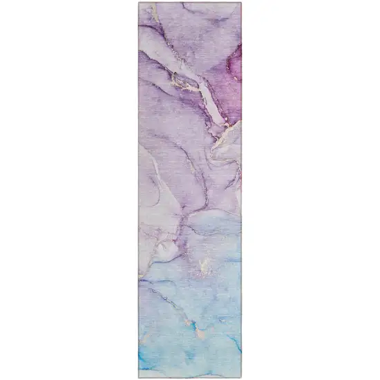 Purple Abstract Washable Non Skid Indoor Outdoor Runner Rug Photo 2