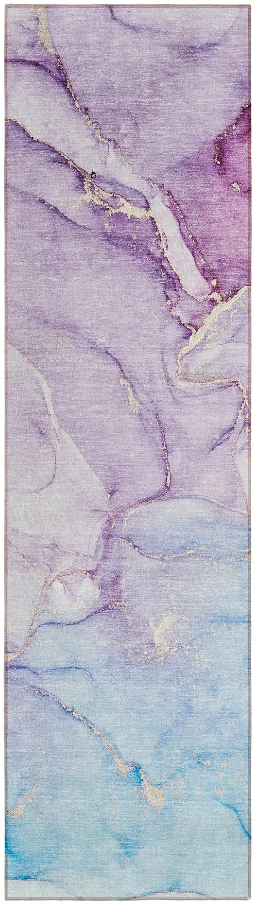 Purple Abstract Washable Non Skid Indoor Outdoor Runner Rug Photo 2