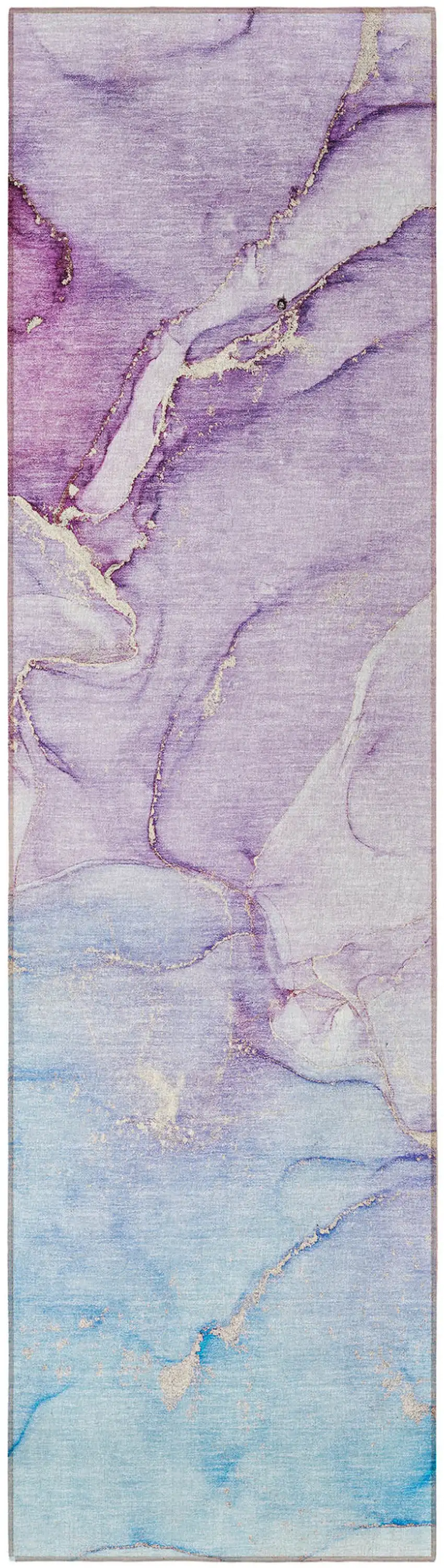 8' Runner Purple Abstract Washable Non Skid Indoor Outdoor Runner Rug Photo 4