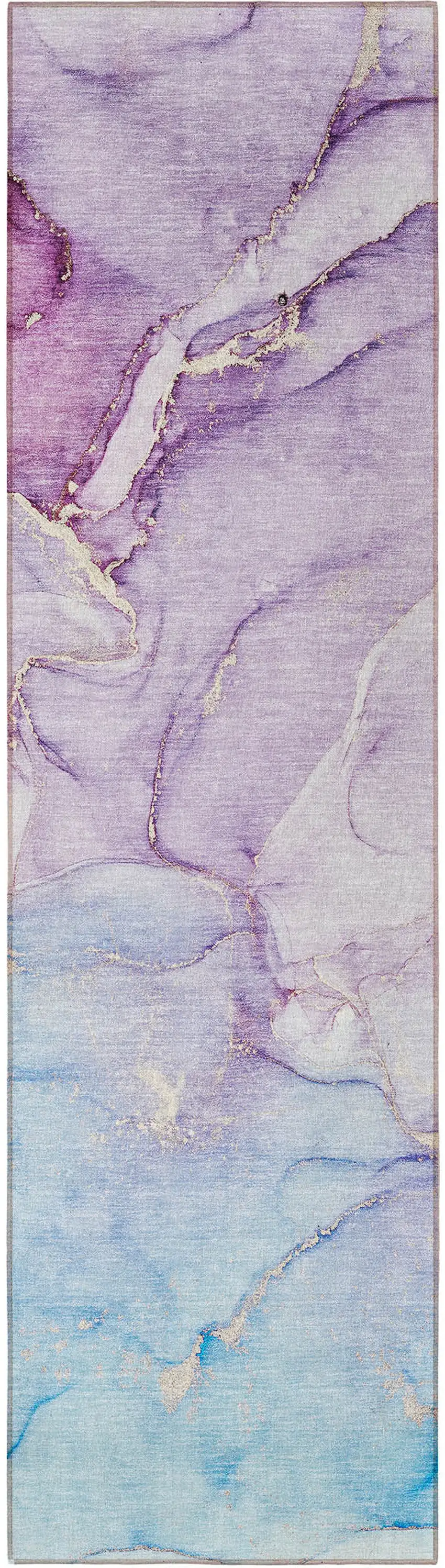 8' Runner Purple Abstract Washable Non Skid Indoor Outdoor Runner Rug Photo 4