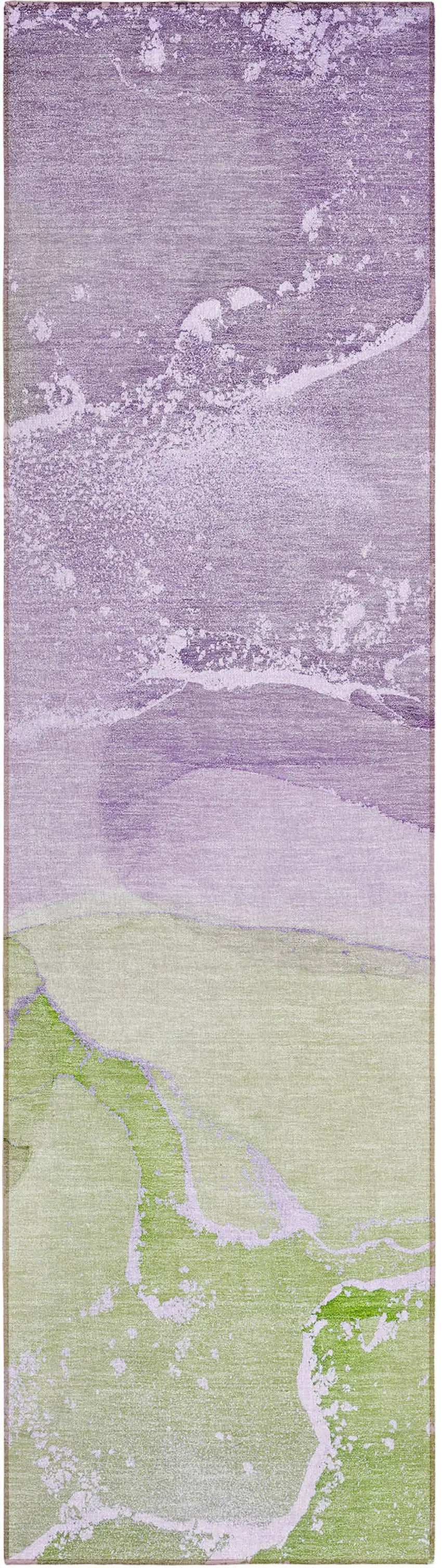 Purple Abstract Washable Non Skid Indoor Outdoor Runner Rug Photo 2