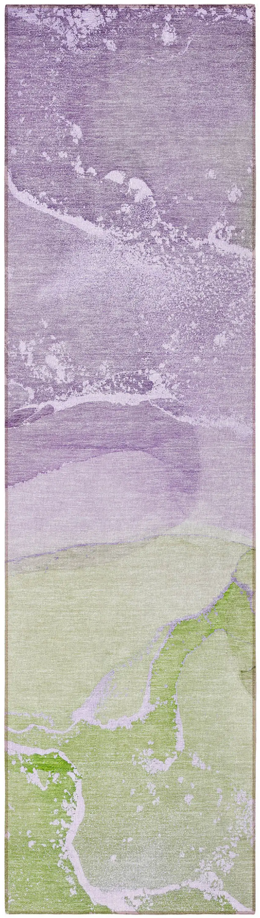 8' Runner Purple Abstract Washable Non Skid Indoor Outdoor Runner Rug Photo 4