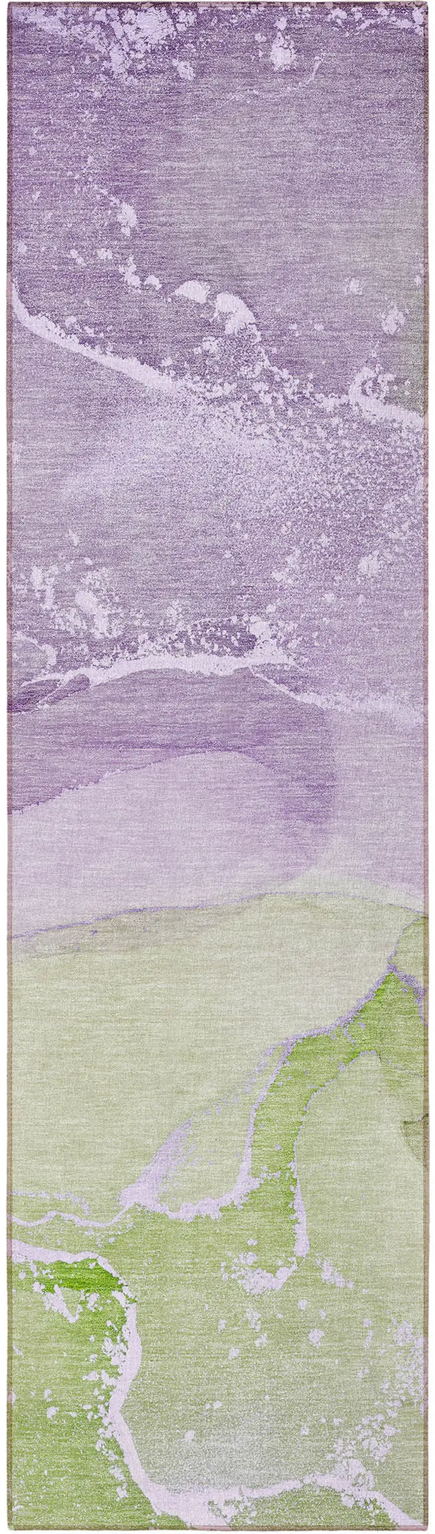 8' Runner Purple Abstract Washable Non Skid Indoor Outdoor Runner Rug Photo 4