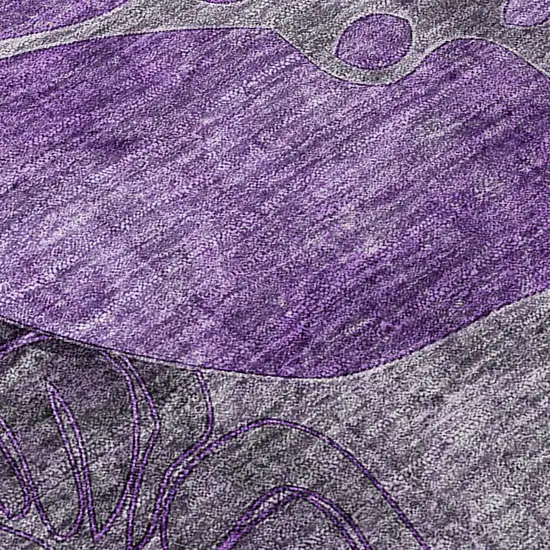 Purple Abstract Washable Indoor Outdoor Runner Rug Photo 8