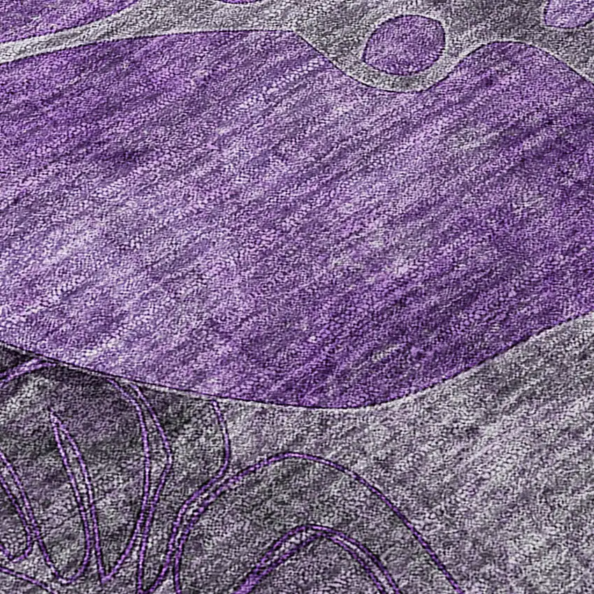 Purple Abstract Washable Indoor Outdoor Runner Rug Photo 8