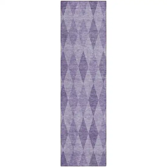 8' Runner Purple Geometric Washable Non Skid Indoor Outdoor Runner Rug Photo 2