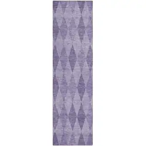 Photo of 8' Runner Purple Geometric Washable Non Skid Indoor Outdoor Runner Rug