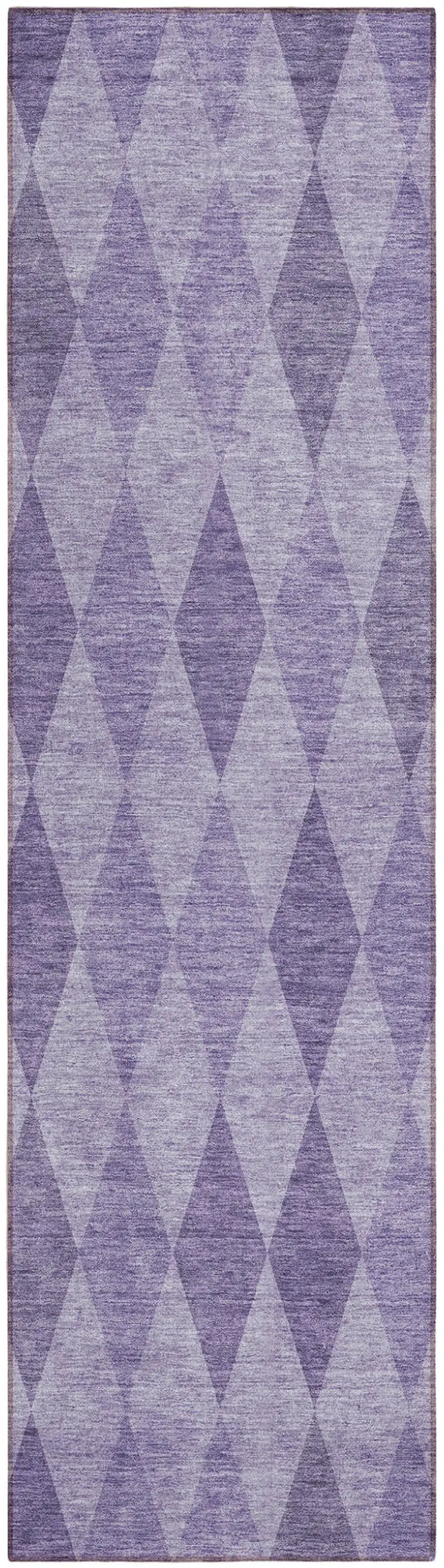 8' Runner Purple Geometric Washable Non Skid Indoor Outdoor Runner Rug Photo 2